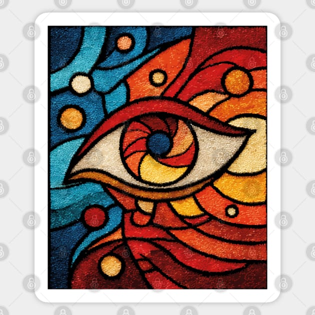 Cosmic All Seeing Eye | Celestial Stained Glass Art Sticker by TuncGK